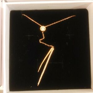 925 Sterling Silver Rose Gold Single Stone Necklace